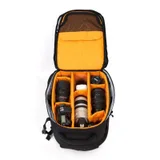 camera gear inside backpack