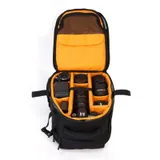 camera gear inside backpack