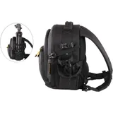 side view of backpack with tripod