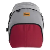 backpack front in grey/red