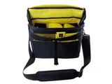 Accommodates DSLR with attached lens, an accessory flash, plus two or three additional lenses and accessories.