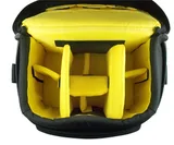 Multiple interior and exterior pockets for batteries, media cards and accessories.     Customizable Hi-Vis™ Yellow interior with camera cradle system.