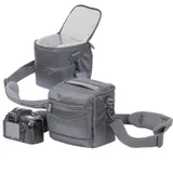 bag in grey,open and closed with camera