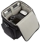 camera and flash inside bag