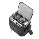 bag with camera and gear inside