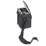 side of bag with camera gear inside