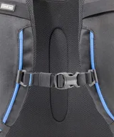 1 	Breathable padded airflow harness with adjustable sternum strap