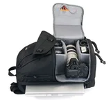 lowepro fastpack 350 backpack showing gear inside