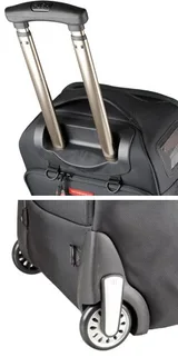 Nest Athena A100 Rolling Backpack handle and wheels closeup