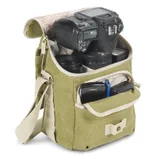 The padded main compartment holds and protects a DSLR camera or small camcorder, with media accessories.