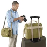 Carrying options include a handle, thick shoulder strap or rear trolley strap (trolley sold separately).