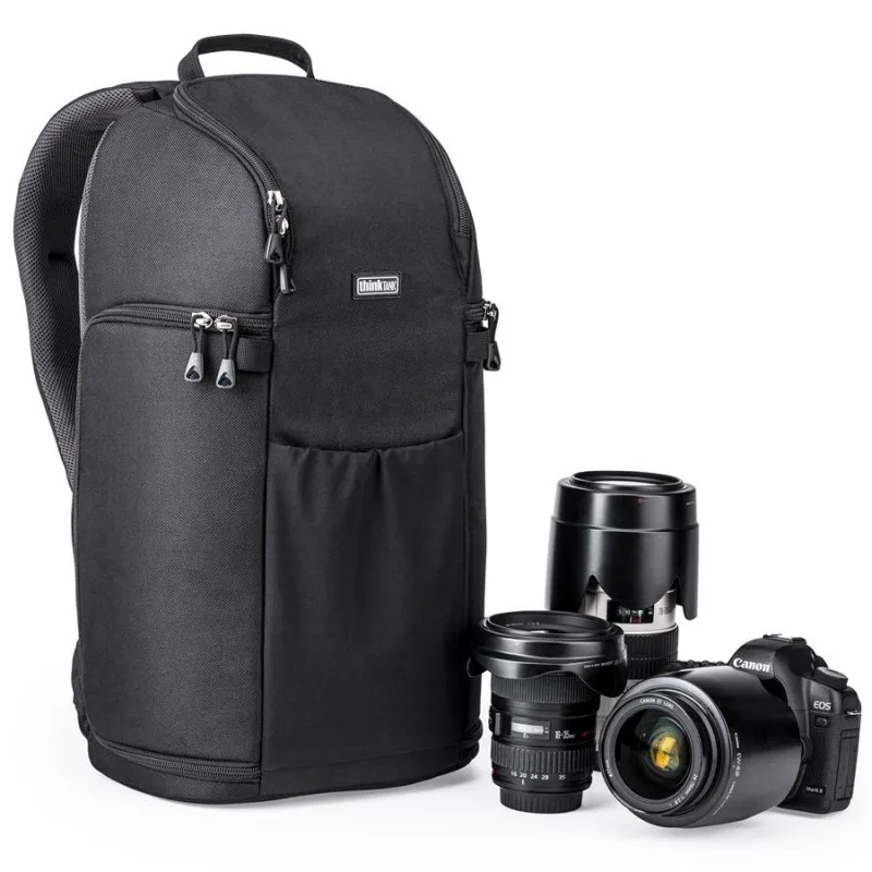 Trifecta 10 DSLR Backpack with camera gear outside