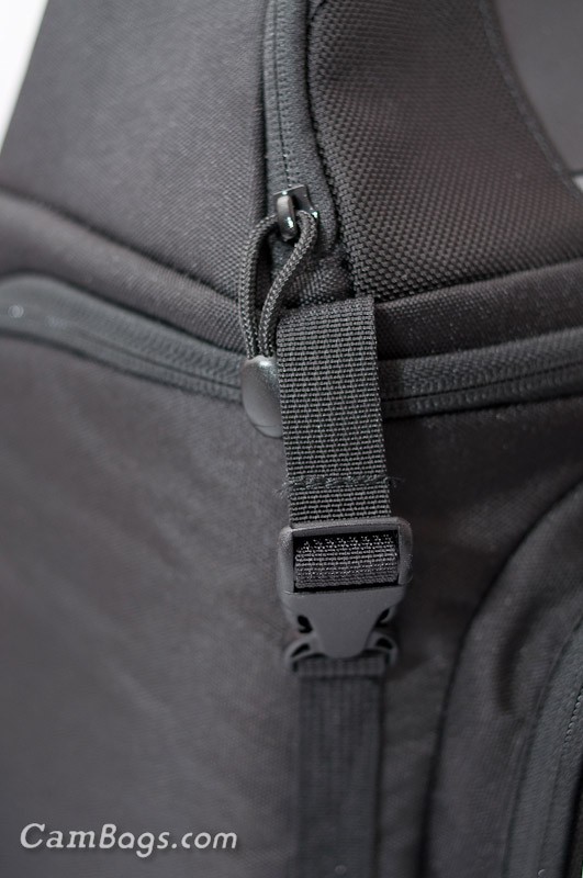 The main compartment is secured by a zipper that goes round the side. There are also two clips for extra security and also to prevent the zip opening fully.