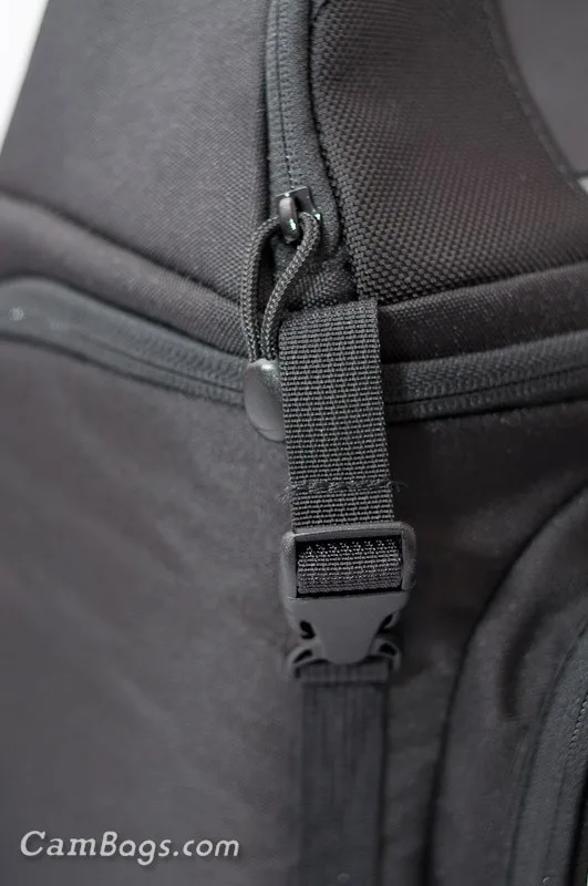 The main compartment is secured by a zipper that goes round the side. There are also two clips for extra security and also to prevent the zip opening fully.