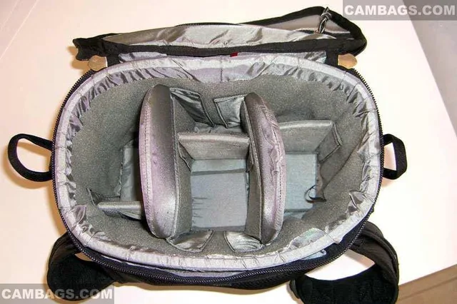 The inside of the Speed Demon has three large compartments. The dividers can be moved very easily.  There are also other dividers that can be used to subdivide the larger compartments