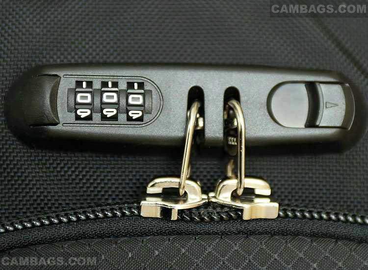 Cleverly designed locks add a sense of security to both main zipped compartments. The zippers are of industrial standard. It would also be possible to use a padlock to secure the zippers if you wanted to.