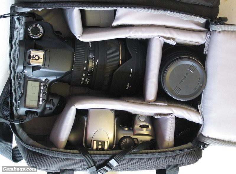 Upon opening up the main camera compartment, I found I could fit my Canon 40D with Sigma 24-70 f2.8 lens attached, along with a Sigma 70-300 lens, a Canon 50mm f1.8 prime, my spare Digital Rebel BODY, and my 420 EX flash with an Omni-bounce attachmen
