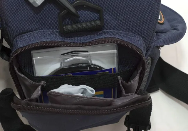 A side pocket a filter and cleaning materials..