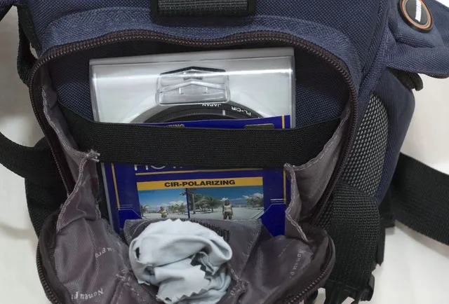 A side pocket a filter and cleaning materials..